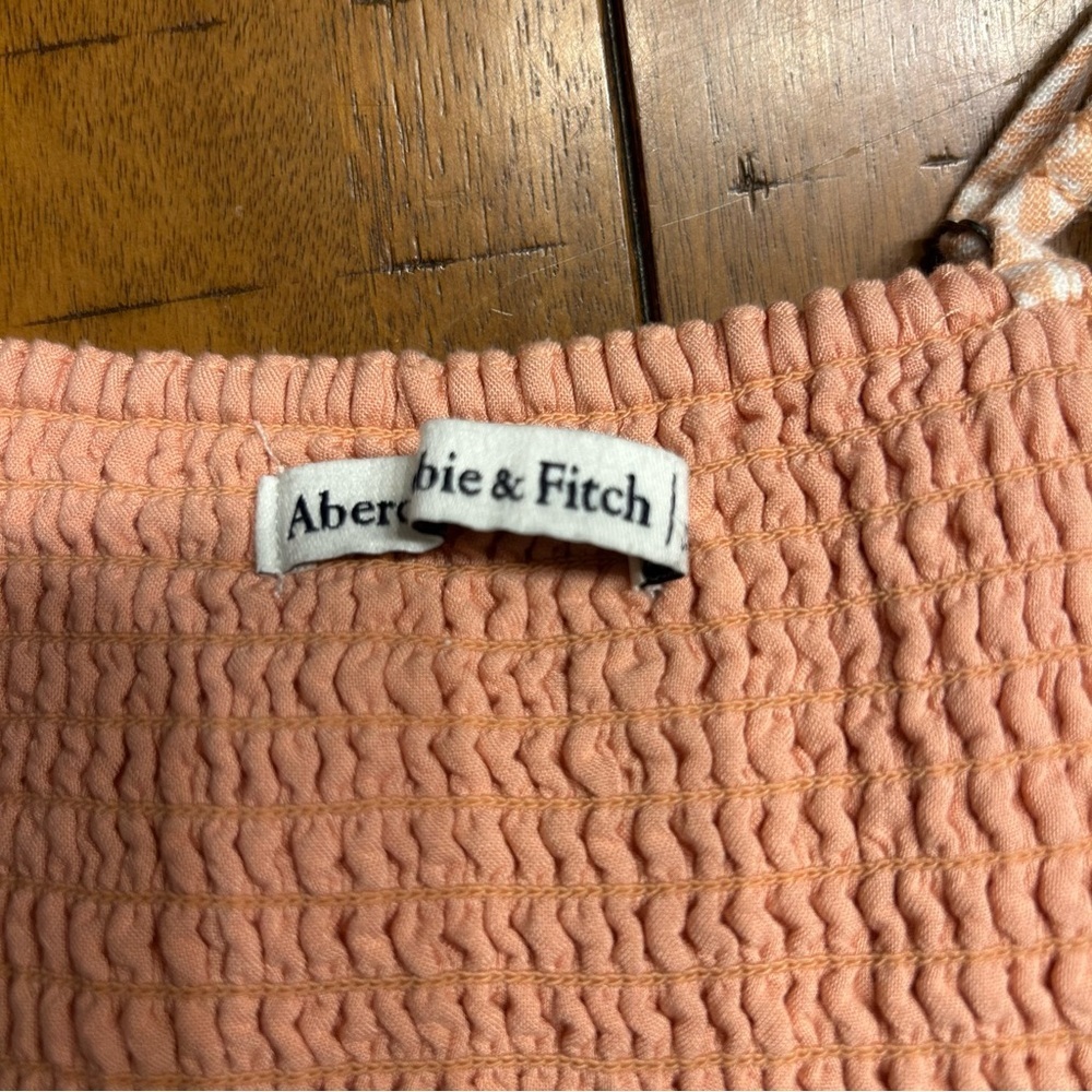 Abercrombie & Fitch Peach-Pink and White Floral Linen Sleeveless Top, Size Small - Picture 6 of 9
